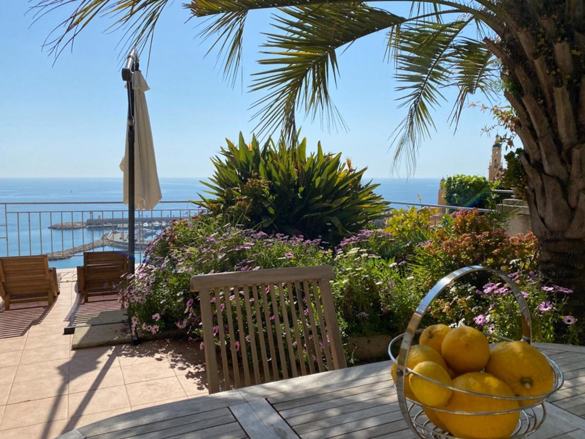 Villa L'Ensoleillee Vue Panoramique Mer, 250 M De La Plage Et Du Centre Ville Мантон Екстер'єр фото